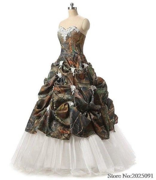 Camouflage Wedding Dress Camo with Appliques Camouflage Wedding Dress Camo with Appliques