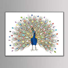 Canvas Fingerprint Guest Board Peacock Pattern