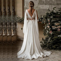 Cap Sleeve A-Line Chiffon Appliques Lace Princess Bride Dress