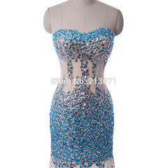 Celebrity Inspired Dress Gorgeous Mermaid Rhinestone Crystal See Through Long
