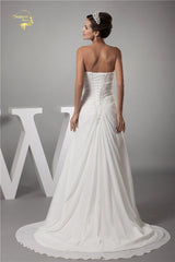 Chiffon Applique Lace Pleat Wedding Dress