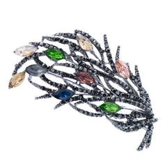 Crystals Rhinestone Leaf Brooch 6 Colors