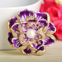 Cubic Zircon Flower Brooches