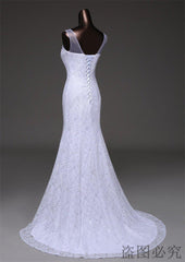 Elegant Beautiful Lace Flowers Mermaid Wedding Dress