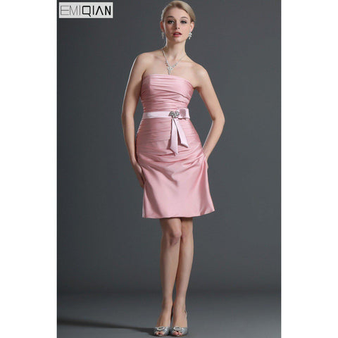 Elegant Strapless Sheath Sash Bridesmaid Dress