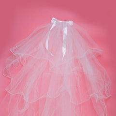 Flower Girl Veil with Bow Four Layers