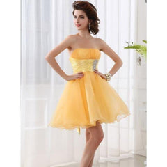 Formal Dress for Home Coming / Prom Strapless Mini Shiny Sequins Ruched Organza Short Multiple Colors
