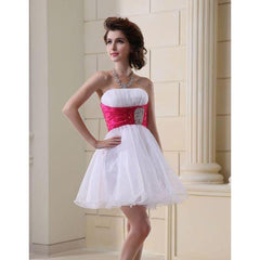 Formal Dress for Home Coming / Prom Strapless Mini Shiny Sequins Ruched Organza Short Multiple Colors