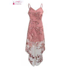 Formal Dress for Home Coming / Prom Vintage Short front Long Back High Low Embroidery Pink