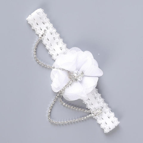 Garter Lace Rhinestone Flower