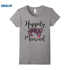 GILDAN Happily Meowied (Married) . T-shirt Multiple Colors