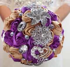 Gorgeous Custom Silk Roses Wedding Bouquet Mult. Colors