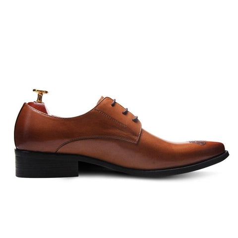 Hight Qulaity Mens Genuine Leather Carved Pointed Toe Dress Shoes 3 colors