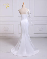 Lace With Diamond Mermaid Wedding Dress One Sleeve