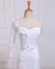 Lace With Diamond Mermaid Wedding Dress One Sleeve