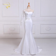 Lace With Diamond Mermaid Wedding Dress One Sleeve