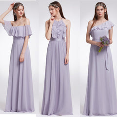Long Bridesmaid Dress Chiffon Sexy A Line Sleeveless