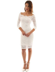 long Sleeve Lace Knee-Length Wedding Guest Dress