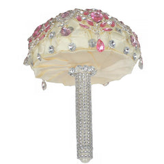 Luxurious Pink Drop Crystal Brooch Wedding Bouquet