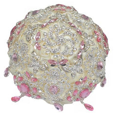 Luxurious Pink Drop Crystal Brooch Wedding Bouquet