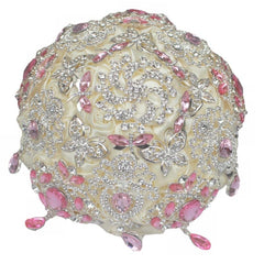 Luxurious Pink Drop Crystal Brooch Wedding Bouquet