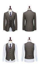men suit brown single breasted two button slim fit groom wedding party