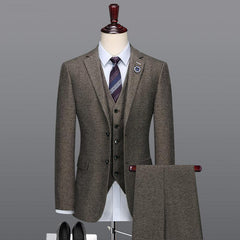 men suit brown single breasted two button slim fit groom wedding party