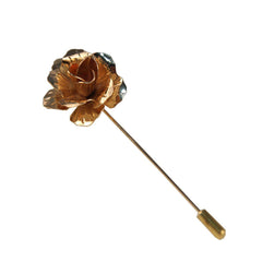 Men's Floral Lapel Stick Golden Brooch
