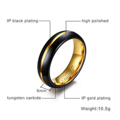 Men's Thin Ring 6MM Black Tungsten Carbide Rings for Men