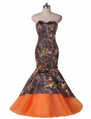 Mermaid Camo Wedding Dresses Sleeveless Sweetheart Lace Up