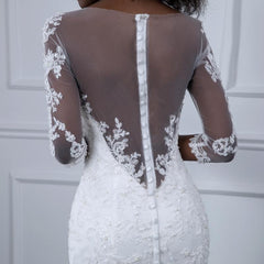 Mermaid Pearls Lace Wedding Dress Sweetheart Bridal Gown