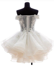 Mini Wedding dress Off the shoulder Lace Wht/Beig/Ivy
