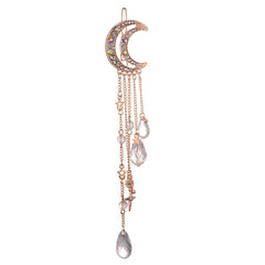 Moon Crystal Rhinestone Dangle Hairpin