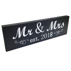 Mr & Mrs est. 2018 Wooden Sign Block Sign Plaque Wedding Present Newlywed Gift Decoration