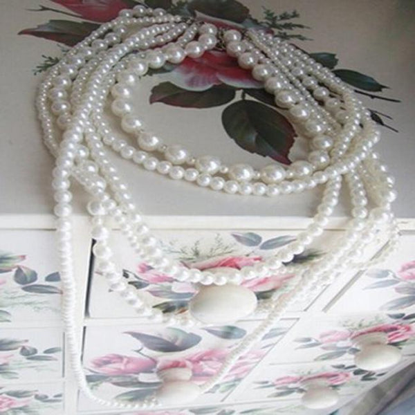 Multi Pearl Layered Necklace W/earring main image 1