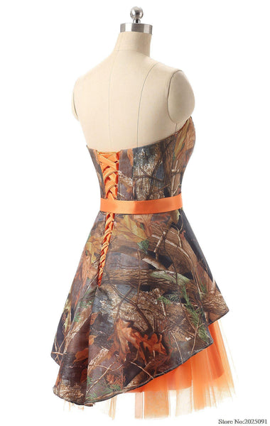 Orange Camouflage Bridesmaid Dresses, Pink / 6