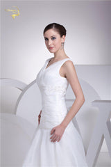 Organza Mermaid V Neck Wedding Dress
