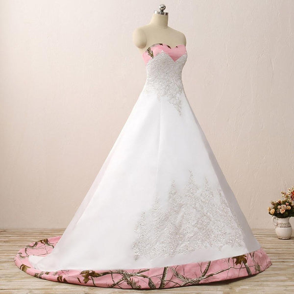 Pink Camo Wedding Dresses Sleeveless Sweetheart Lace Up Camouflage Pink Camo Wedding Dresses Sleeveless Sweetheart Lace Up Camouflage