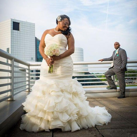 Plus Size Mermaid Wedding Dress 2019 Stunning Ruffles Pleated