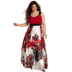 Plus Size Women Floral Printed Long Evening Formal Dress