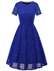 Tea Length Floral Lace Cocktail Dress