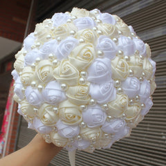 Satin Rose Artificial Flowers Wedding Bouquet