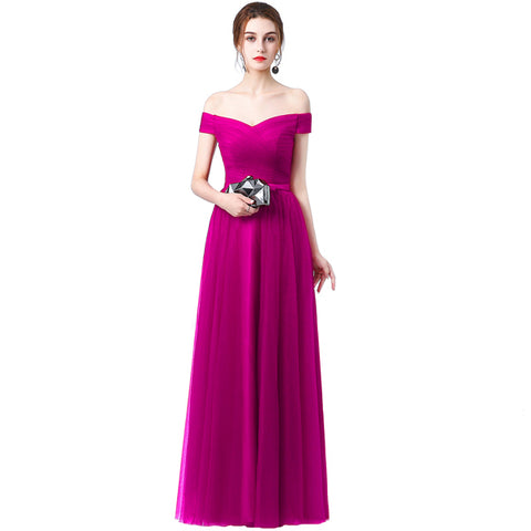 Off Shoulder & Bow Belt Celebrity Dress