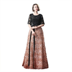 Black & Gold A-Line Long Celebrity Dress