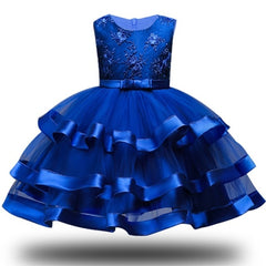 Flower Cake tutu Kids Clothing Elegent hand beading Girls Dresses for Children Princess Party Custumes 2-10 Years