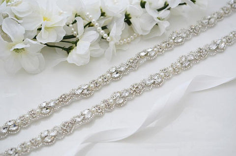 Hand Beaded Crystal Wedding Belt