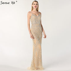 Diamond Beading Celebrity Inspired Mermaid Evening Gown