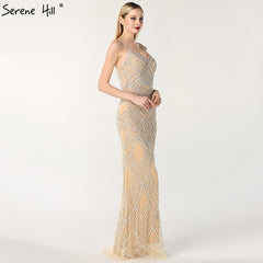 Diamond Beading Celebrity Inspired Mermaid Evening Gown