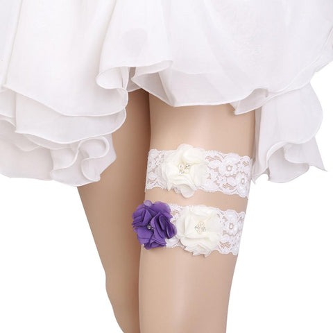 Purple Flower Garter Lace