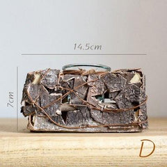 Retro Wood  Storm Lantern Birch Bark Candle Holders Wedding Centerpieces Rustic Wedding